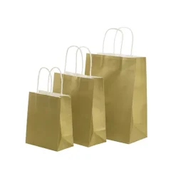 Kraft Paper Bag Shopper Small Gold Pk10 (180Wx85Gx215mmH)