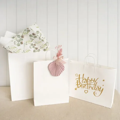 Kraft Paper Bag Shopper XL White Pk10 (320Wx110Gx420mmH)