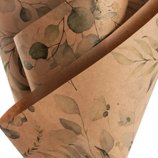 Kraft Paper Eucalyptus Print 80gsm Brown Pack 100 (50x70cm)