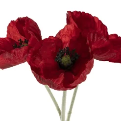 Large Poppy w Black Centre 3 Stem Bunch Red (14cmDx61cmH)