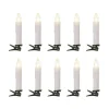 LED Christmas Flickering Candle w Clip Pack 10 White (10cmH)