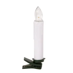 LED Christmas Flickering Candle w Clip Pack 10 White (10cmH)