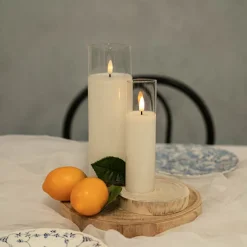 LED Glass Trueflame Flickering Event Pillar Candle 5x22.5cmH