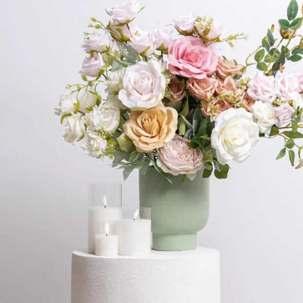 LED Glass Trueflame Flickering Event Pillar Candle 7.5x10cmH