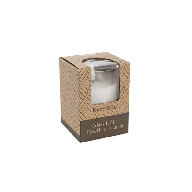 LED Glass Trueflame Flickering Event Pillar Candle 7.5x10cmH