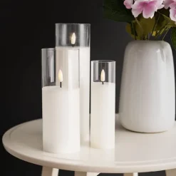 LED Glass Trueflame Flickering Event Pillar Candle 7.5x20cmH