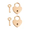 Love Heart Padlock with Key Pack 2 Gold (30x39mmH)