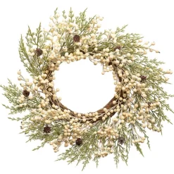 Lush Berry & Pinecone Pine Wreath Cream (12x45cmD)