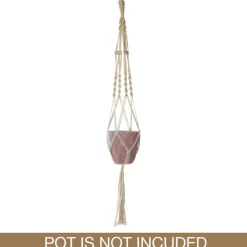 Macrame Hanging Pot Holder Twist White (105cm)