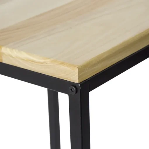 Metal Display Stand Timber Top Natural Black (35x35x81cmH)