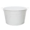 Metal Drinks Tub Round Chrome Hndl Sml White (36cmx22cmH)
