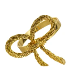 Metal Napkin Ring with Bow Pack 4 Gold (4.5cmD)