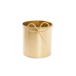 Metal Pot w Bow Gold (13cmDx15cmH)