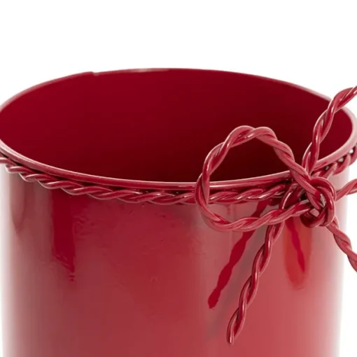 Metal Pot w Bow Red (13cmDx15cmH)