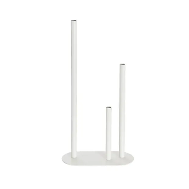 Metal Vase 3 Tubes White (21x10x40cmH)