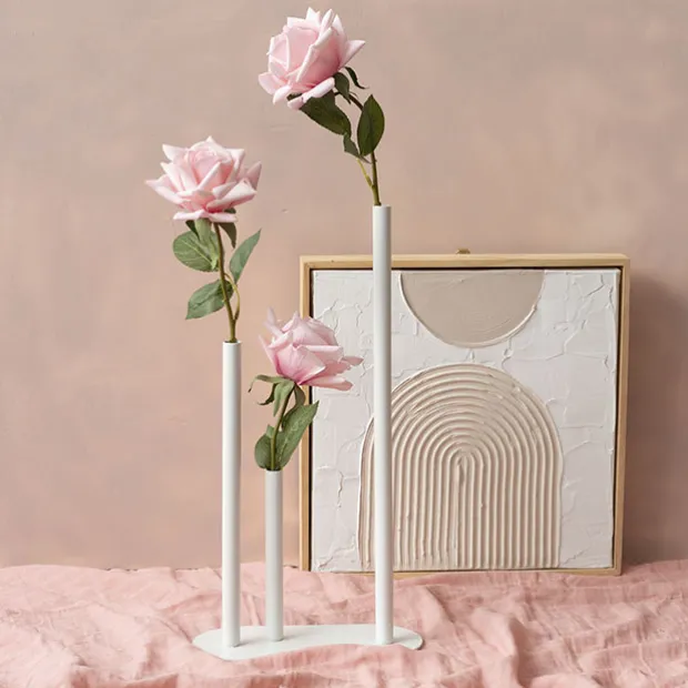 Metal Vase 3 Tubes White (21x10x40cmH)