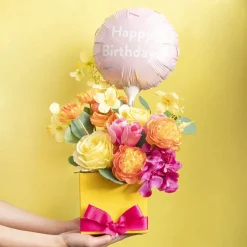 Mini Posy Box Gloss Autolock Base Pk25 Yellow (13x12cmH)