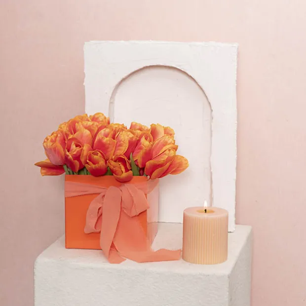 Mini Posy Box Gloss Autolock Base Pk25 Orange (13x12cmH)