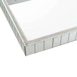 Mirror Tray Rectangle Strip Bevelled Edge Silver(30x40x5cmH)
