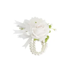 Mixed Flower Pearl Corsage Bracelet Pack 2 White (12cmH)