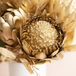 Native Protea Open Head Metallic Gold (63.5cmH)