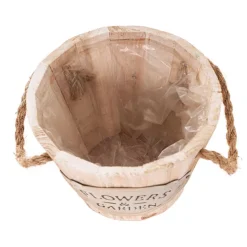 Nature Touch Wooden Bucket Planter (17cmDx13cmH)