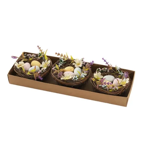 Nest w Easter Eggs & Flowers Pack 3 (30x10x6cm)