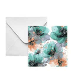 Nouvelle Gift Card & Envelope Teal Magnolias Pk25 (10x10cmH)