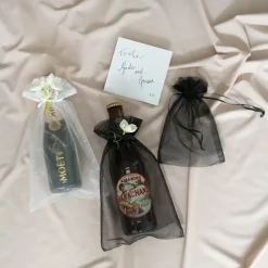 Organza Gift Bomboniere Bag Large Black Pack 10 (15x24cmH)