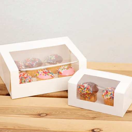 Patisserie Window Box Double Cupcakes White (180x110x80mmH)
