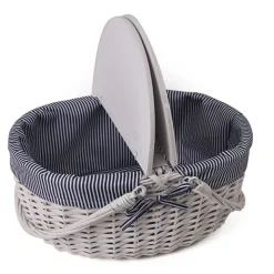 Picnic Basket w Cheese Board Lid White (45x33x21cmH)