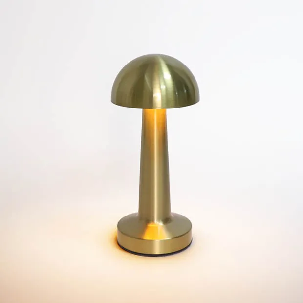 Portable Cordless LED Mushroom Table Lamp Gold (21.5cmH)