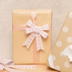 Pre-Made Bow Fabric Top Checkers Just Peachy Pack 3 (9x12cm)
