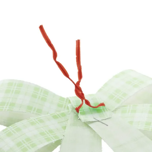 Pre-Made Bow Fabric Top Checkers SpringGreen Pack 3 (9x12cm)