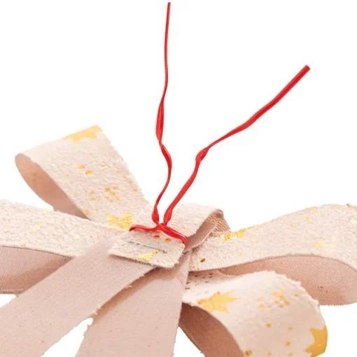 Pre-Made Bow Fabric Top Stars Pack 3 Natural Gold (9*12cm)