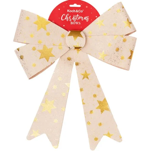 Pre-Made Bow Fabric Top Stars Natural Gold (28*37cm)