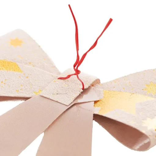 Pre-Made Bow Fabric Top Stars Pack 2 Natural Gold (14*19cm)