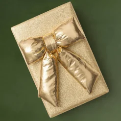 Pre-Made Bow Puffy Cushion Large Metallic Gold (20Wx24cm)