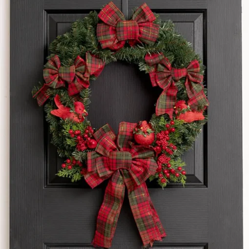 Pre-Made Bow Ribon Bow Tartan 6 Loops Red (20Wx26L)
