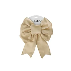 Pre-Made Bow Rustic Linen 6 Loops Raw Natural (20x26cm)