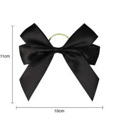 Pre-Made Bow Satin 25mm & Elastic Loop Pk6 Black (10*11cm)