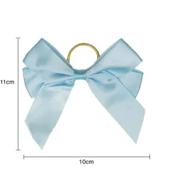 Pre-Made Bow Satin 25mm & Elastic Loop Pk6 BabyBlue(10*11cm)