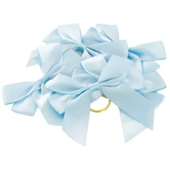Pre-Made Bow Satin 25mm & Elastic Loop Pk6 BabyBlue(10*11cm)