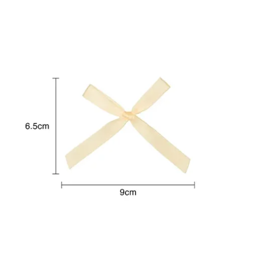 Pre-Made Ribbon Bow Double Face Satin Ivory Pk24(10mmx6.5cm)