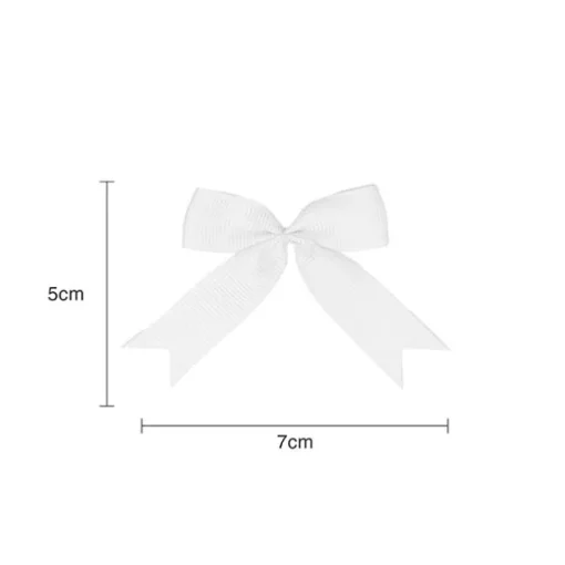 Pre-Made Ribbon Bow Grosgrain White Pack 24 (15mmx5cm)
