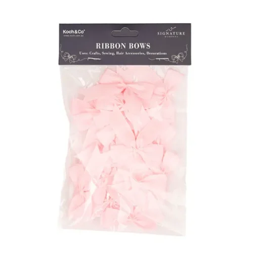 Pre-Made Ribbon Bow Grosgrain Baby Pink Pack 24 (15mmx5cm)
