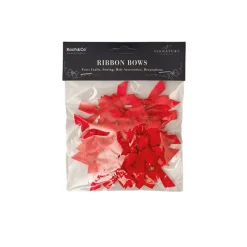 Pre-Made Ribbon Bow 10mm Satin Red Pack 24 (3.5cm)