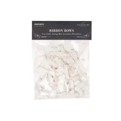 Pre-Made Ribbon Bow Organza Satin White Pack 24 (6mmx5cm)