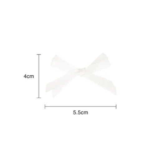 Pre-Made Ribbon Bow Organza Satin White Pack 24 (6mmx5cm)