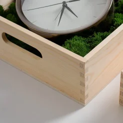 Premium Wooden Crate Box Tray Natural Lrg Set 2 42x33x11cmH